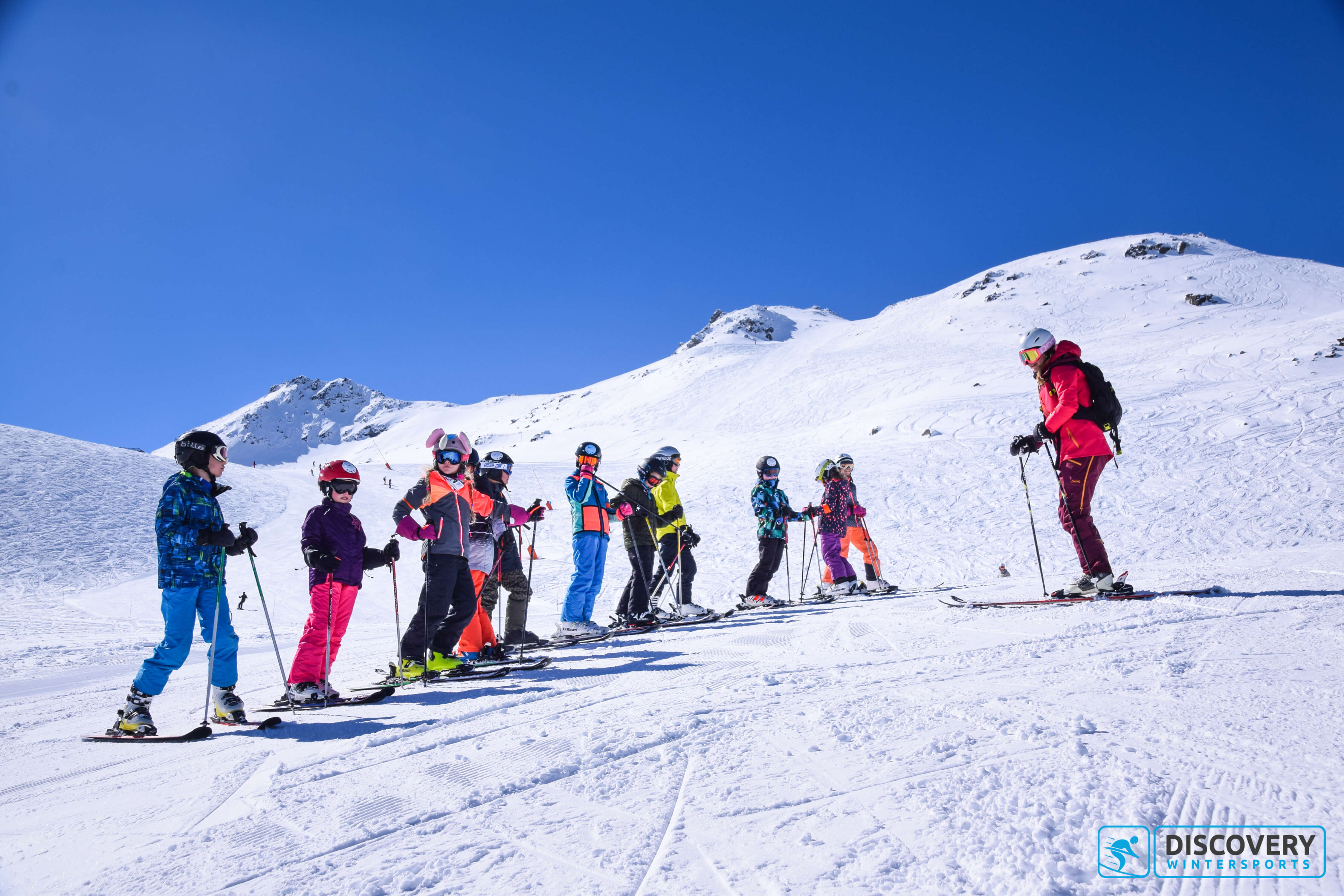Skiles op de piste in Val Thorens