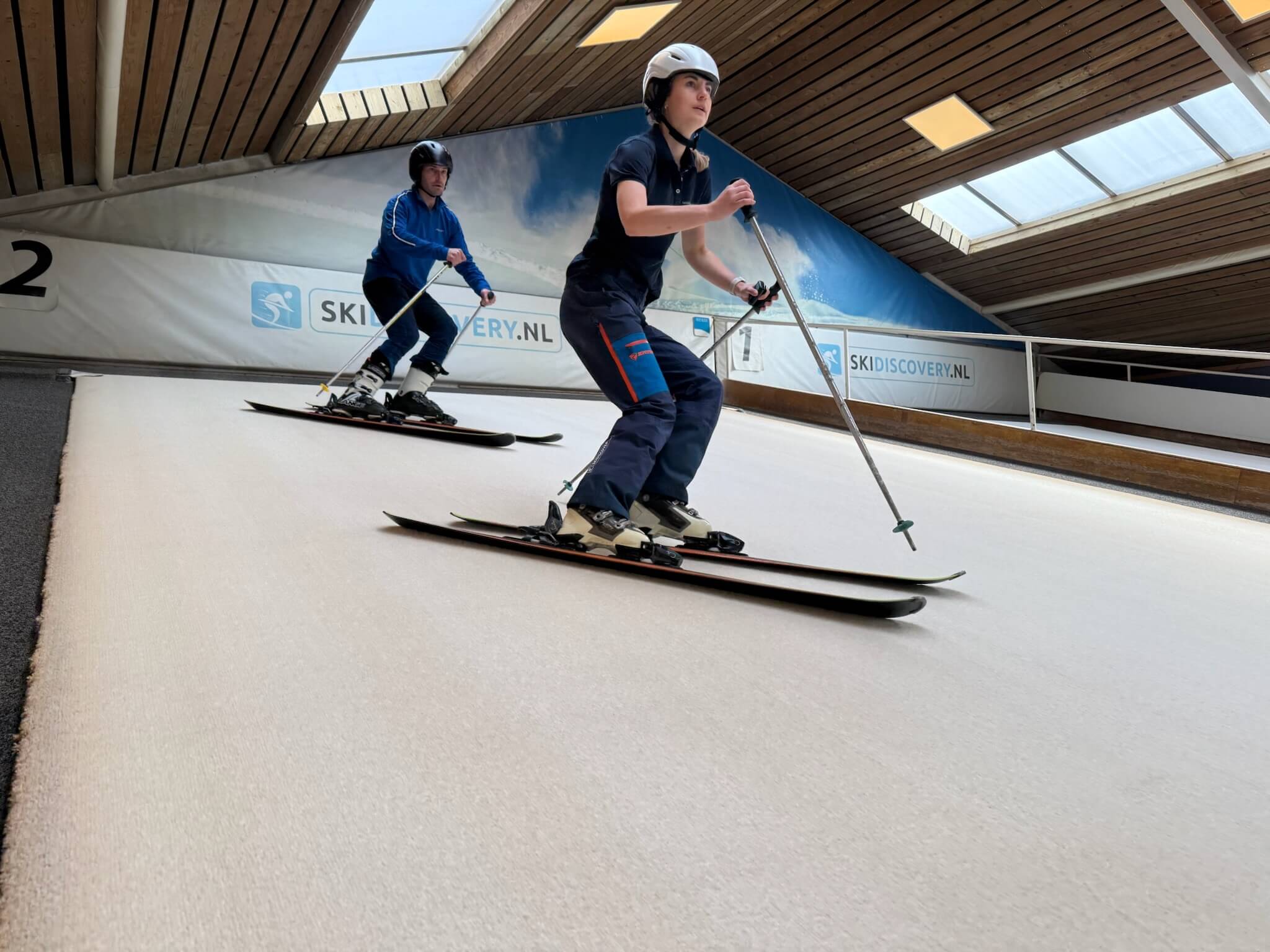 Screening-les op de indoorrolpiste van SkiDiscovery